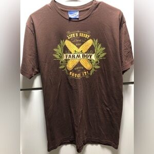 🌅Farm Boy Brown Cotton Shuck It T-shirt